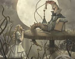 Alice and the Mushroom Scene, vintage. 