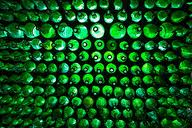 Green Bottle Accent Wall, fantastic way to transition a space/divider that still allows privacy while giving light. 