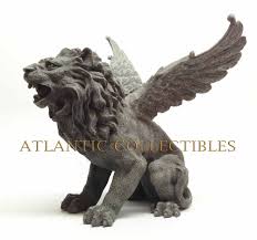 The fireplace guarded by the winged lion, 