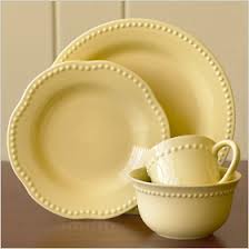 Yellow Dishes, not to beige as they will look dirty in the yellow layering mix of accents. 