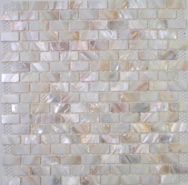 Close Up of the polished mother of pearl - Mosaic Tiles. 