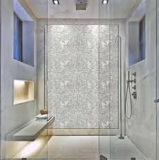 Bathrooms: Polished Pearl tile used as accent wall in shower. 