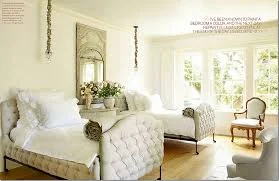 French Country Guest Room, layered linens. 