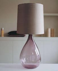 The Purple glass Lamp and Grey faux silk shade. 