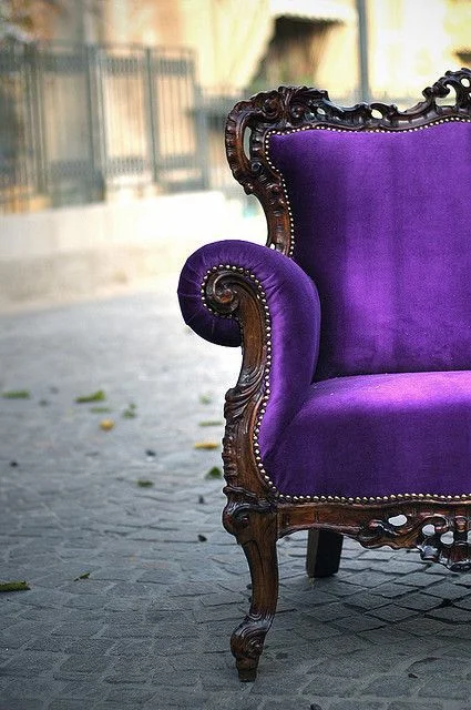 King Louis Purple Velvet Sofa,