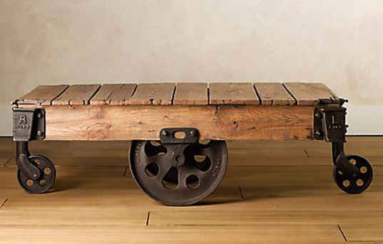 The cart coffee table, by Restoration Hardware. 