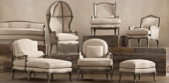 This would be the furniture style I would use in the room, Vintage French available from Restoration Hardware, Vancouver. The lines are a fluid conversation between the wallpaper, and lighting! Stunning industrial, yet contemporary.