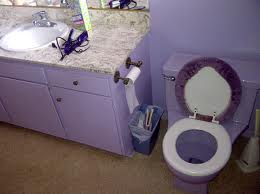 Lavender Bathroom, and toilet cover! 