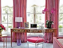 A traditional home office feels modern with the #pink Ghost chair. 