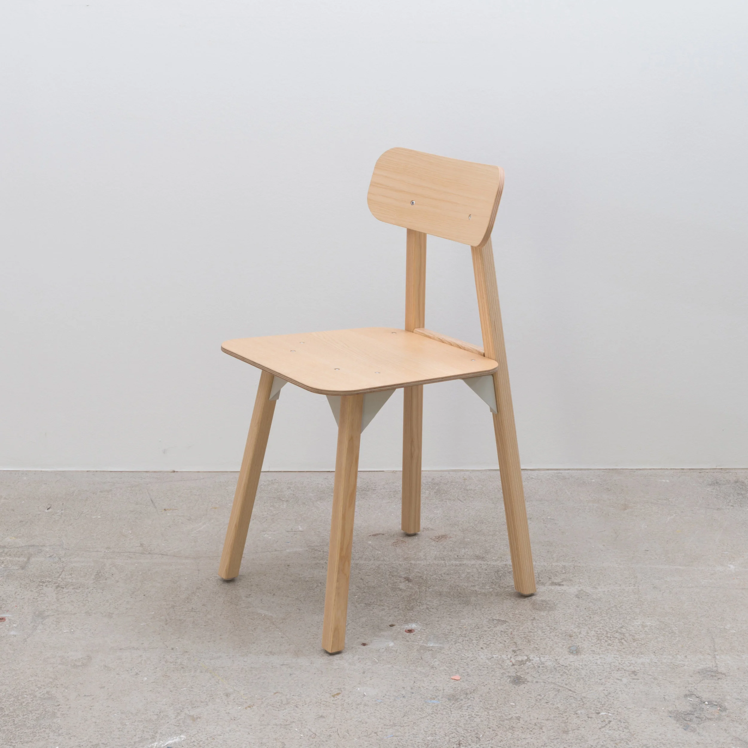 Ash and Ash veneered ply chair. 405 x 490 x 780H