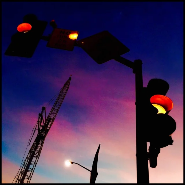 Twilight crane, amber lights