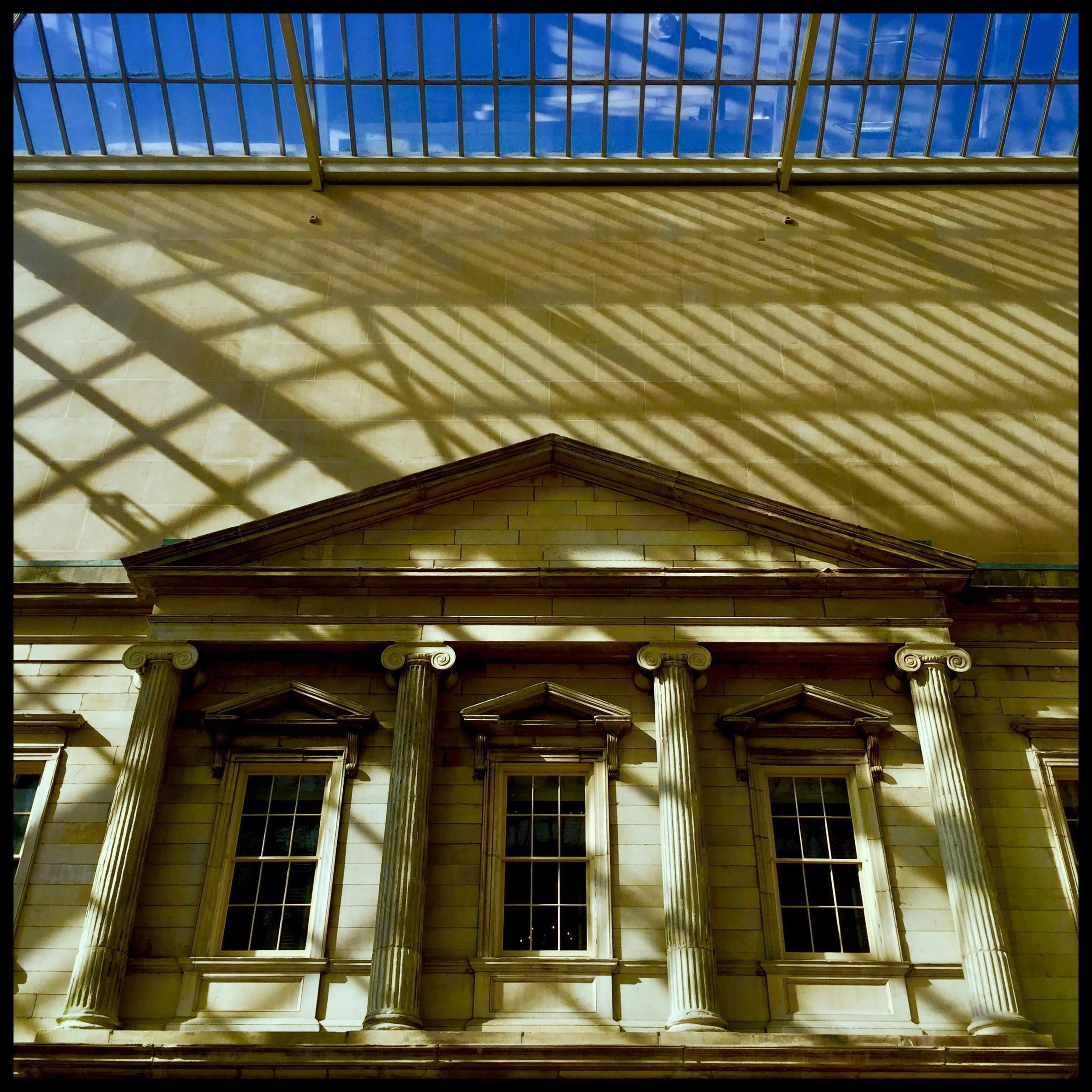Shadow grid on interior facade