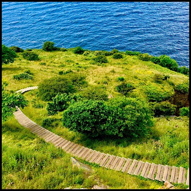 Curving seaside stairs