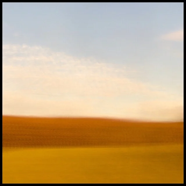 Rural landscape 2 at sunset from train gliding at 200 mph