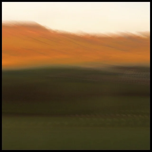 Rural landscape 4 at sunset from train gliding at 200 mph