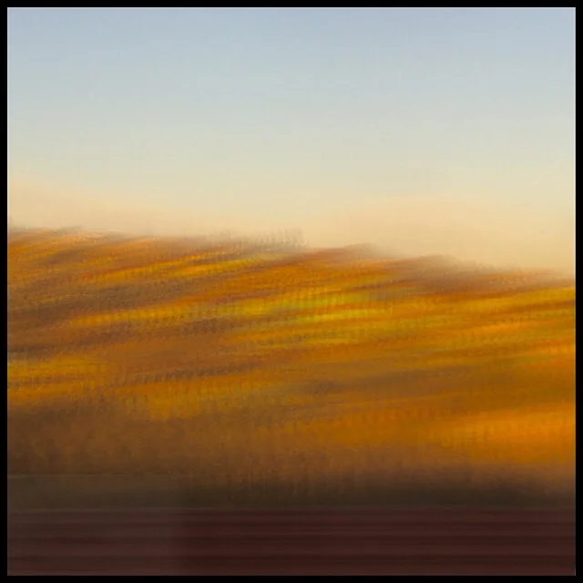 Rural landscape 9 at sunset from train gliding at 200 mph