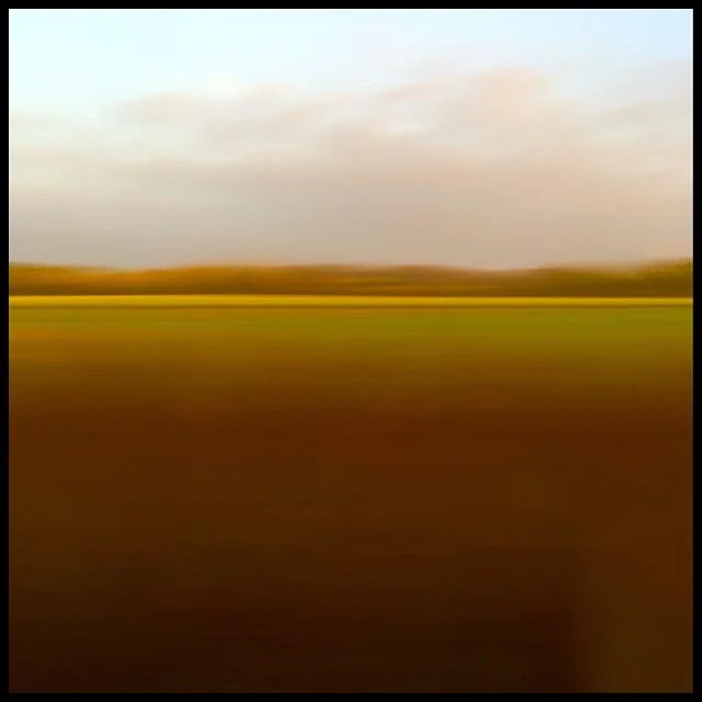 Rural landscape 14 at sunset from train gliding at 200 mph