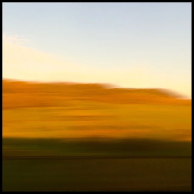 Rural landscape 16 at sunset from train gliding at 200 mph