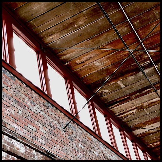 Clerestory, bracing rods, planked ceiling
