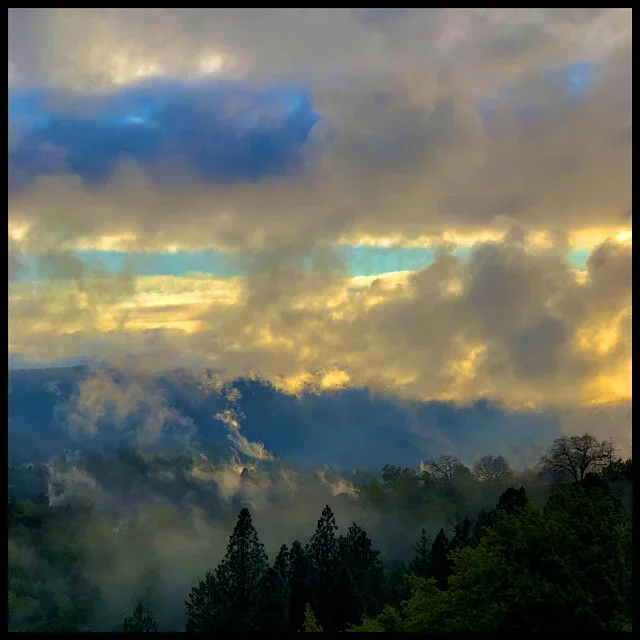 Mountain mists at sundown