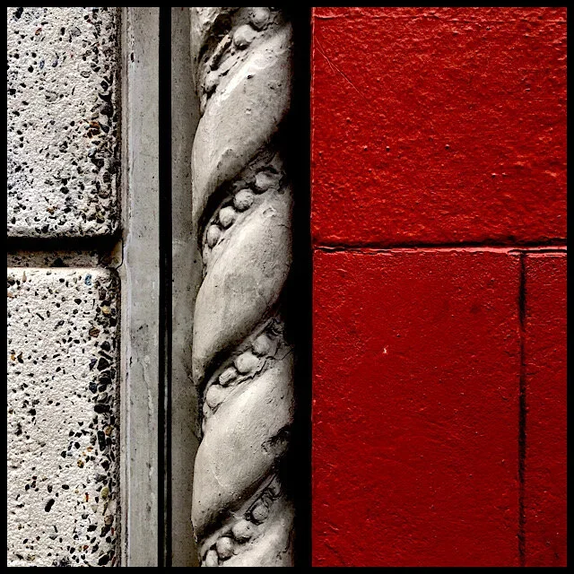 Weathered wall seam, spiral column
