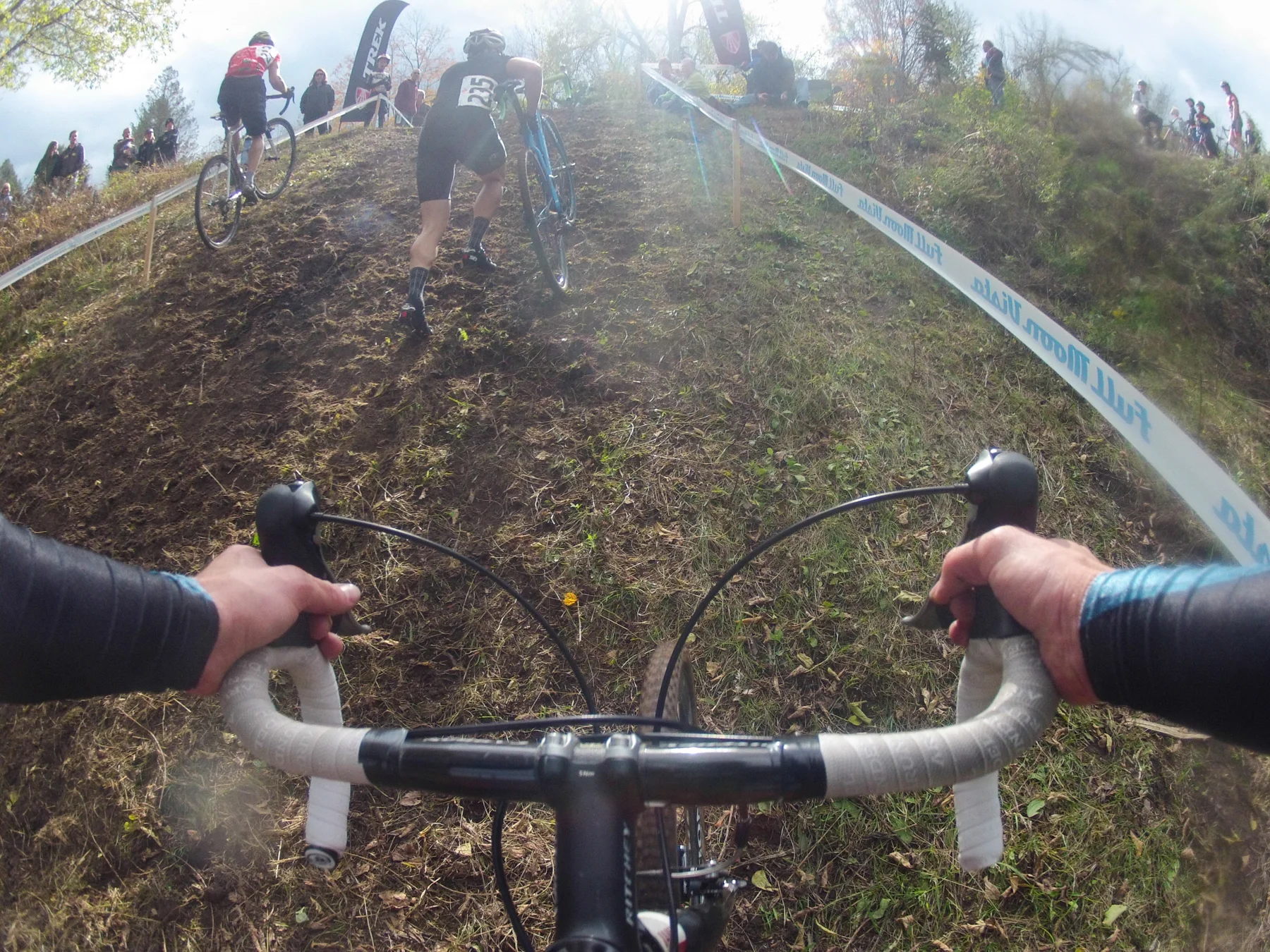 Corey Knowles competes in the Full Moon Vista Cyclocross bicycle race on Sunday, Oct. 20, 2013, at Ellison Park in Rochester, N.Y. “That could have gone better. On the first lap I kept running into the tape and taking out stakes,” said Knowles.