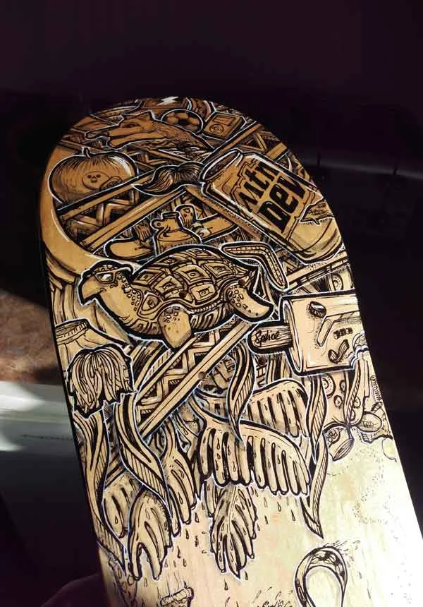 Handpainted skateboard deck