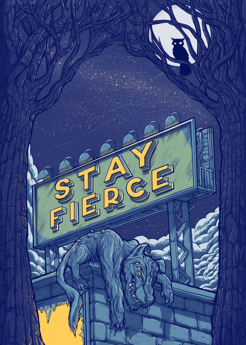 Stay Fierce Wolf Poster