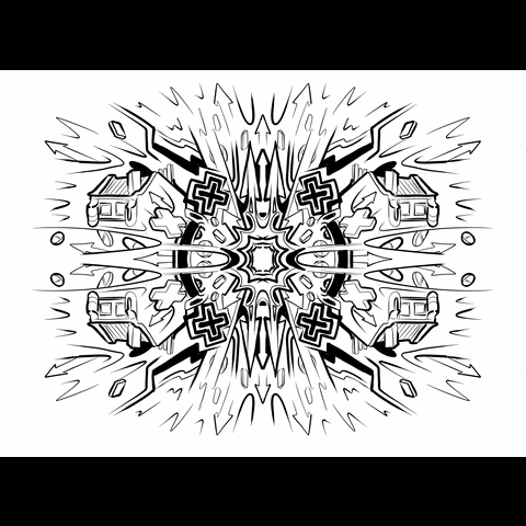 Live art mandala created digitally cycling through gif