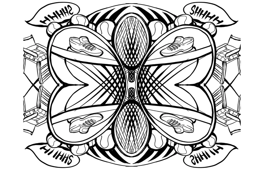 Tennis themed custom live digital art mandala