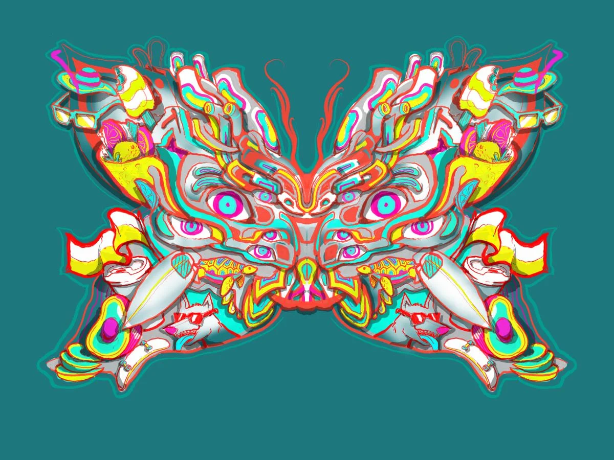 Lenovo sketch psychadelic rainbow butterfly