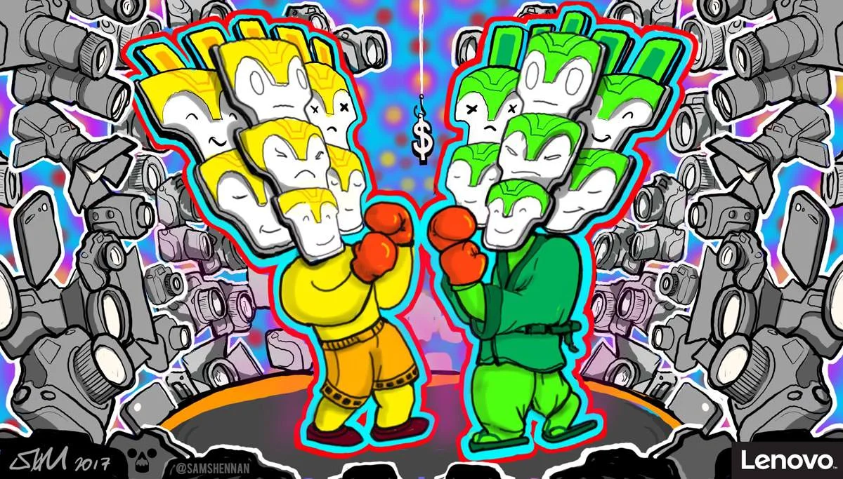 Lenovo sketch many headed boxing match 