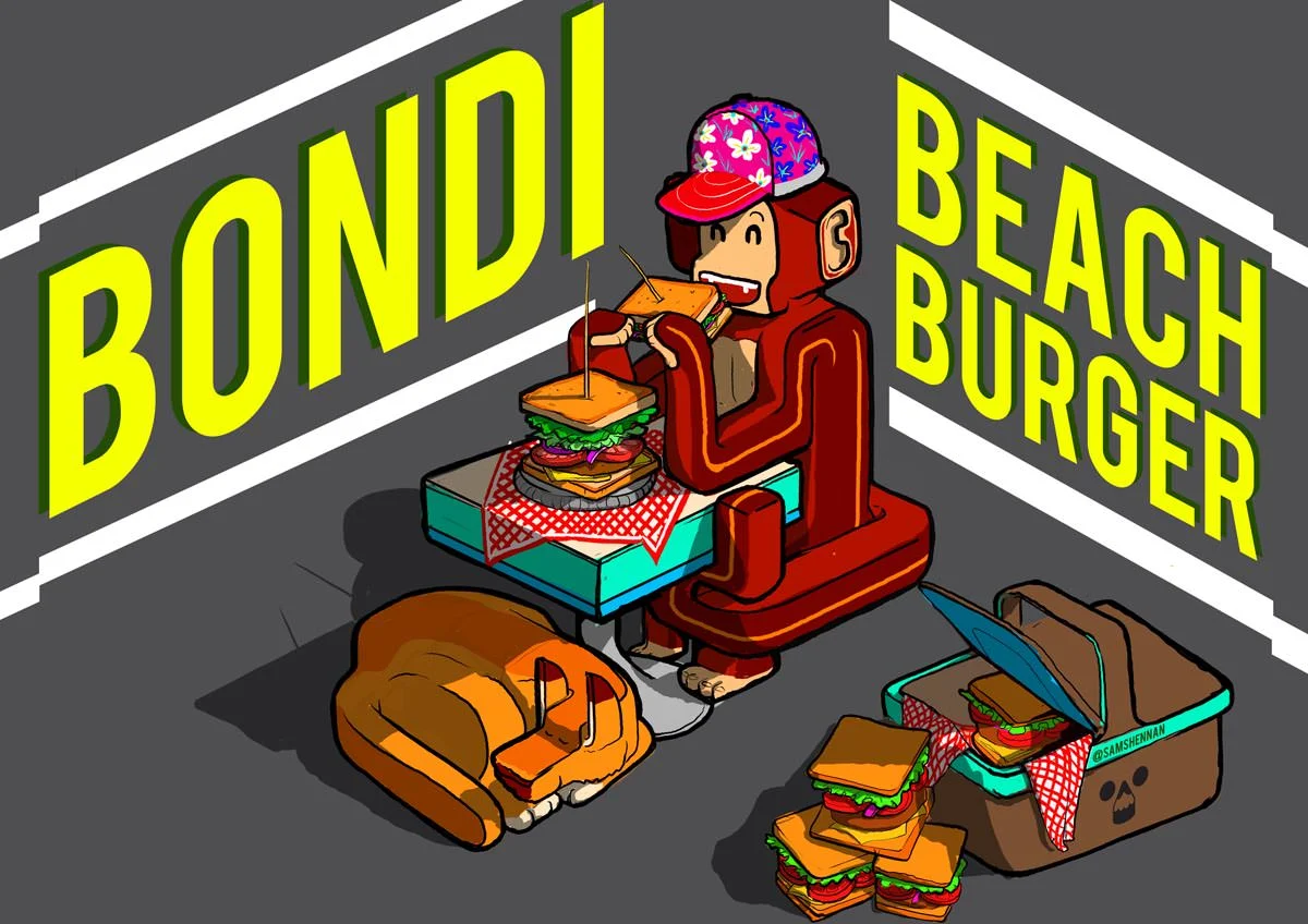 lenovo sketch bondi beach burger monkey