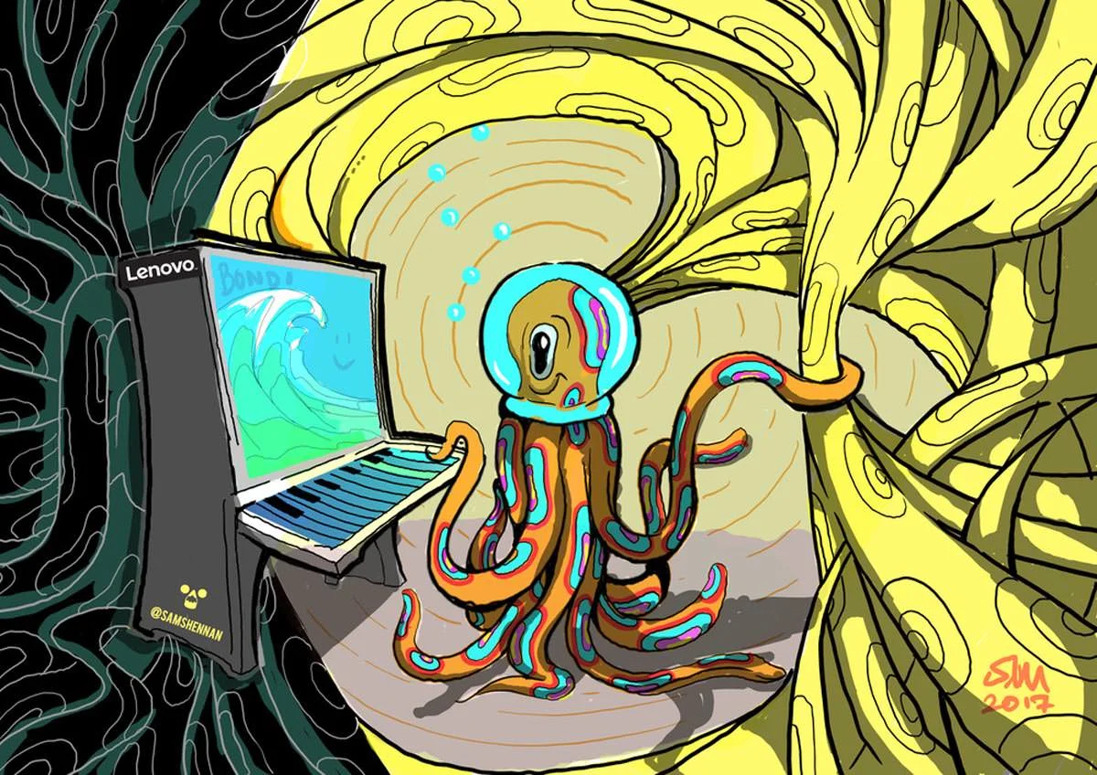 Lenovo sketch octopus computer mainframe