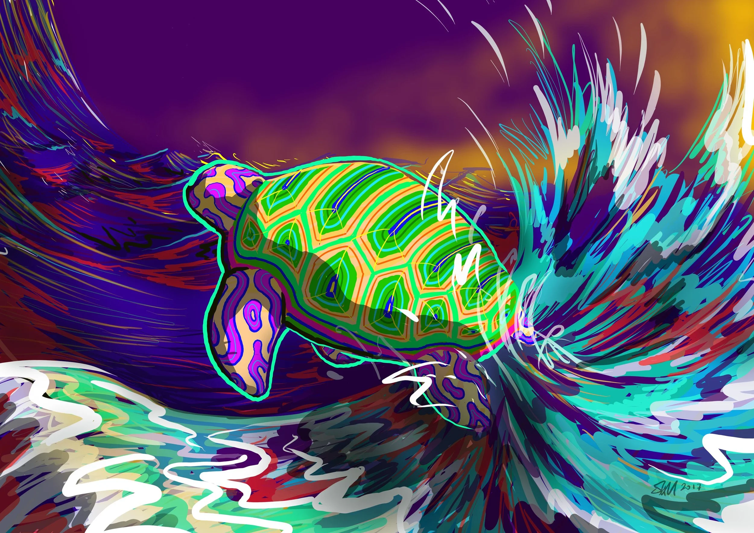 Lenovo sketch turtle swimming