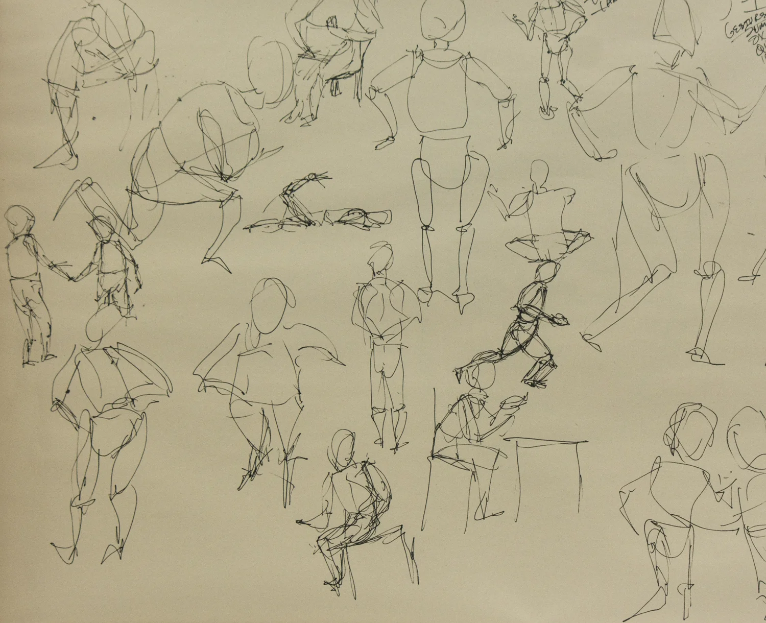 My first attempts at left-handed gesture sketches - lots of fun, but no da Vinci here.