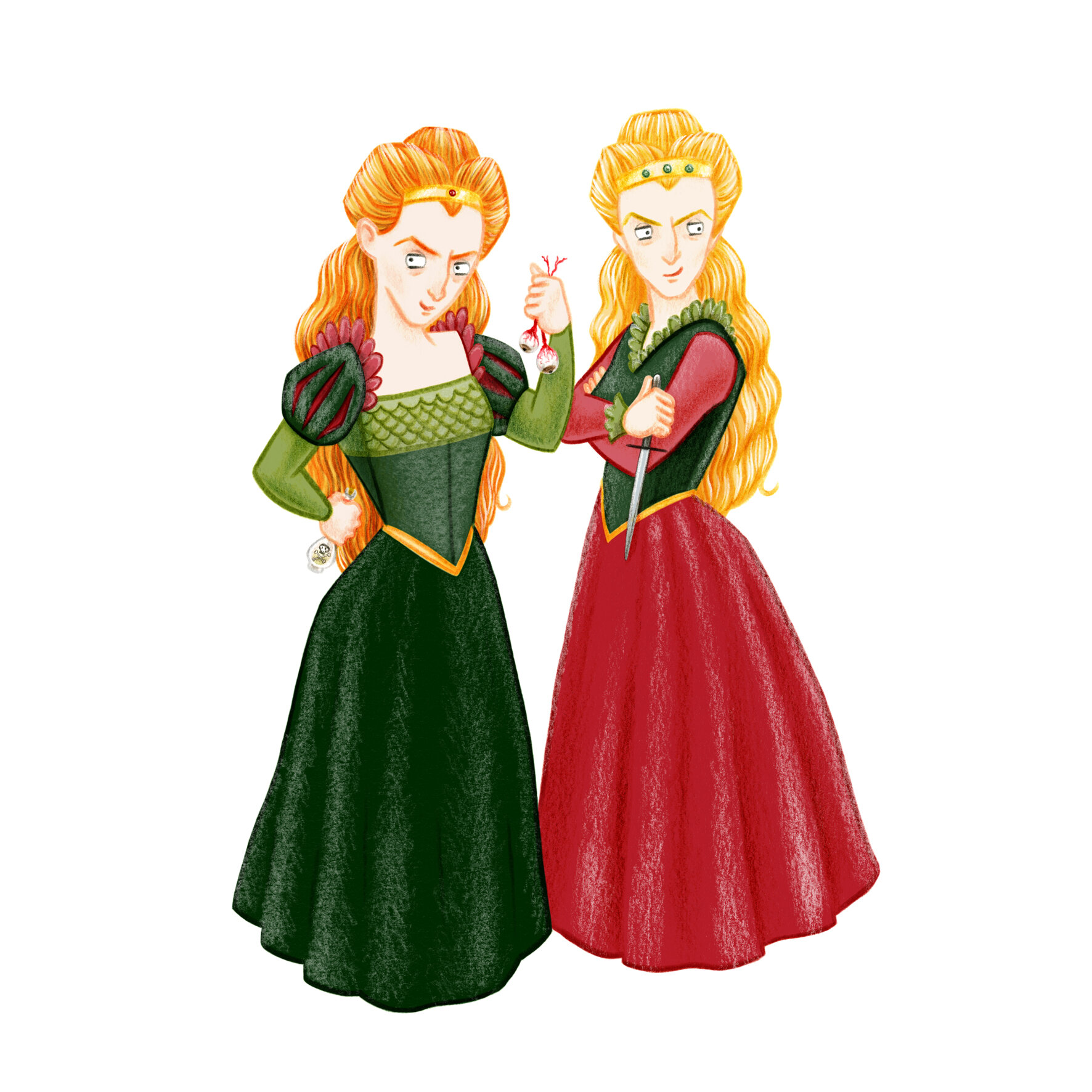 08 Shakespeare_Birthplace_Trust_Character_Illustration_Goneril_and_Regan_by_Ailsa_Burrows.jpg