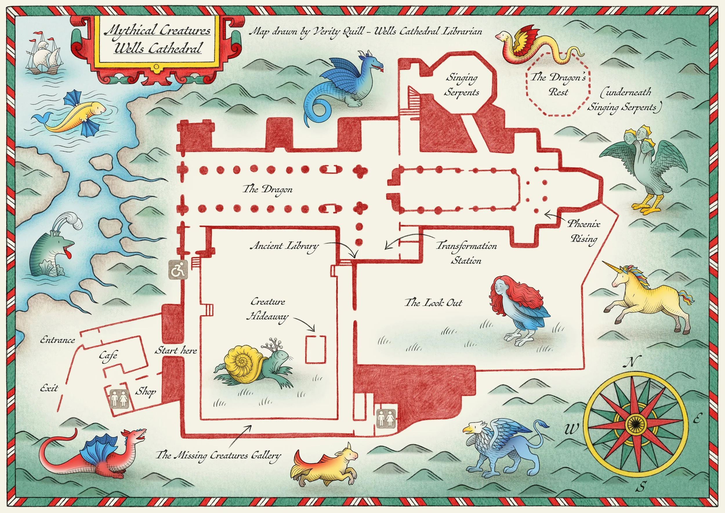 Wells Cathedral_Mythical Creatures_Illustrated Trail Map_Ailsa Burrows_01.jpg