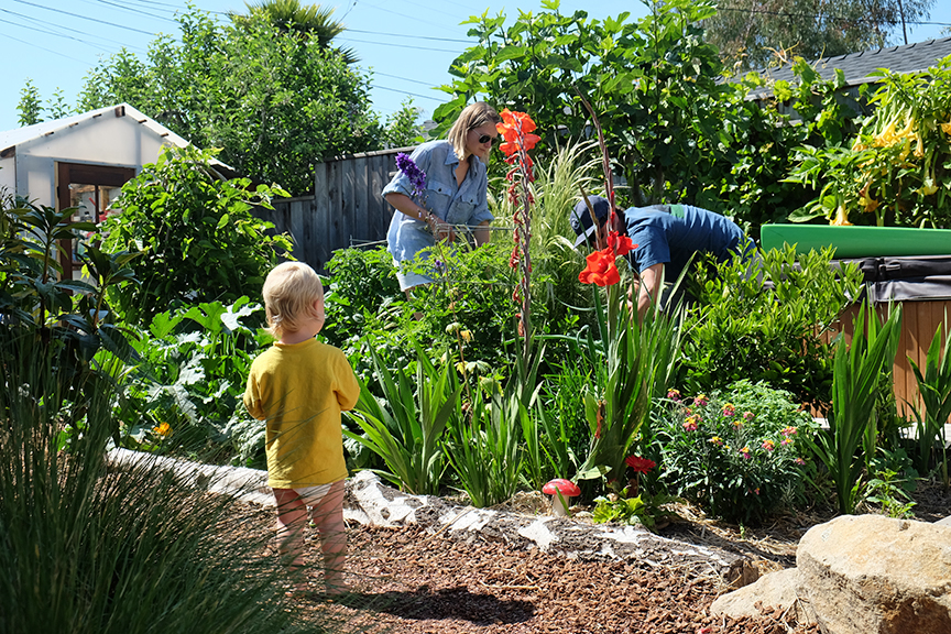 Getting the garden tour from Ryan and Owen in Santa Cruz