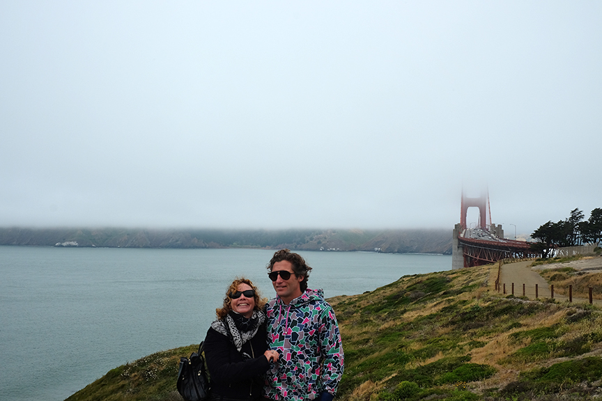 big smiles at the Golden Gate with Mom