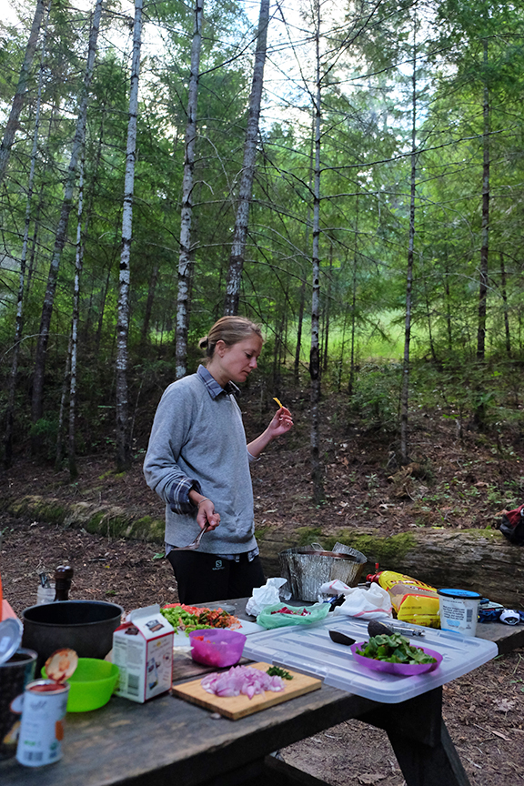 making chili at Humboldt Redwoods State Park