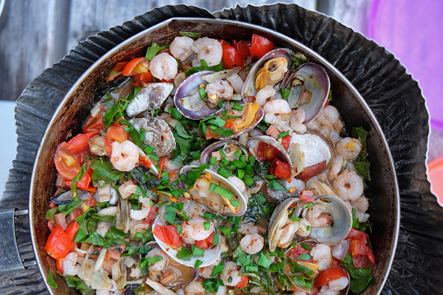 Dinner at Humbug State Park - Steamers and wild Oregon Shrimp