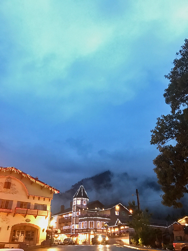 misty Leavenworth by night