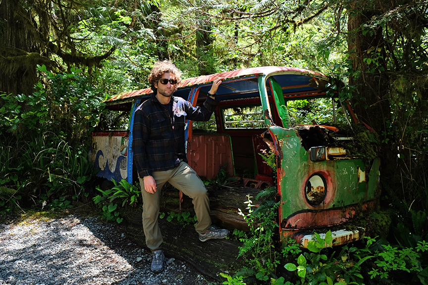 happy camper at the Tofino Botanical Garden