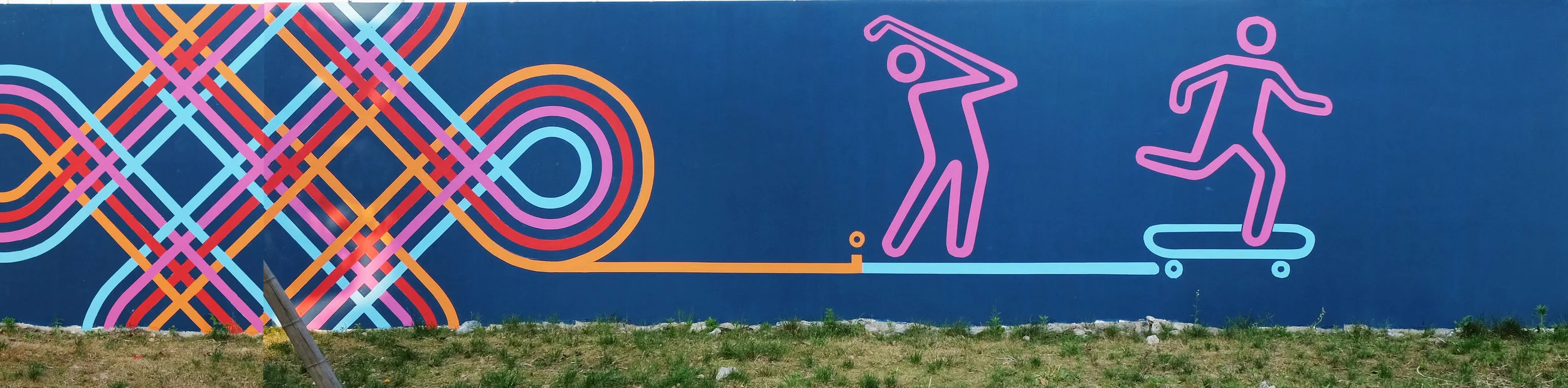 Fitness, represented by a golfer and a skater which flow out of the endless knot