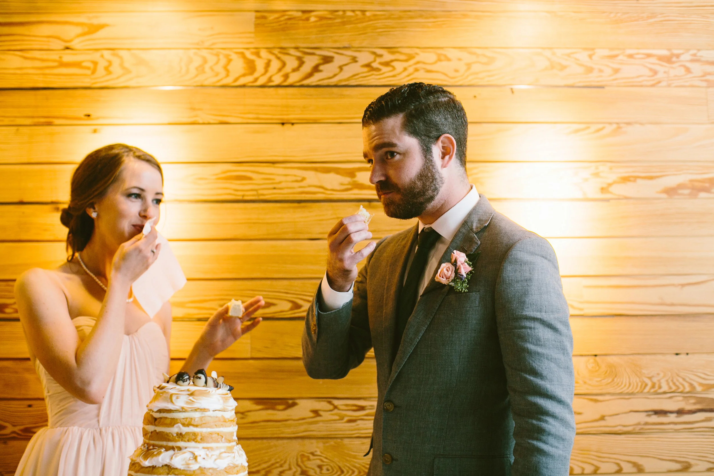 Pictured desserts in order of appearance: caramel corn, champagne gelée with champagne mousse and fresh berries, fresh fruit tartlettes, Dom and me enjoying our wedding cake; lavender honey soaked brioche cake layered with pastry cream and piped with meringue. Wedding day photos by Alec Vanderboom