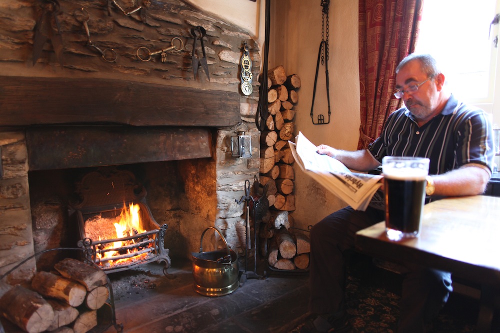 A quiet pint by the fire