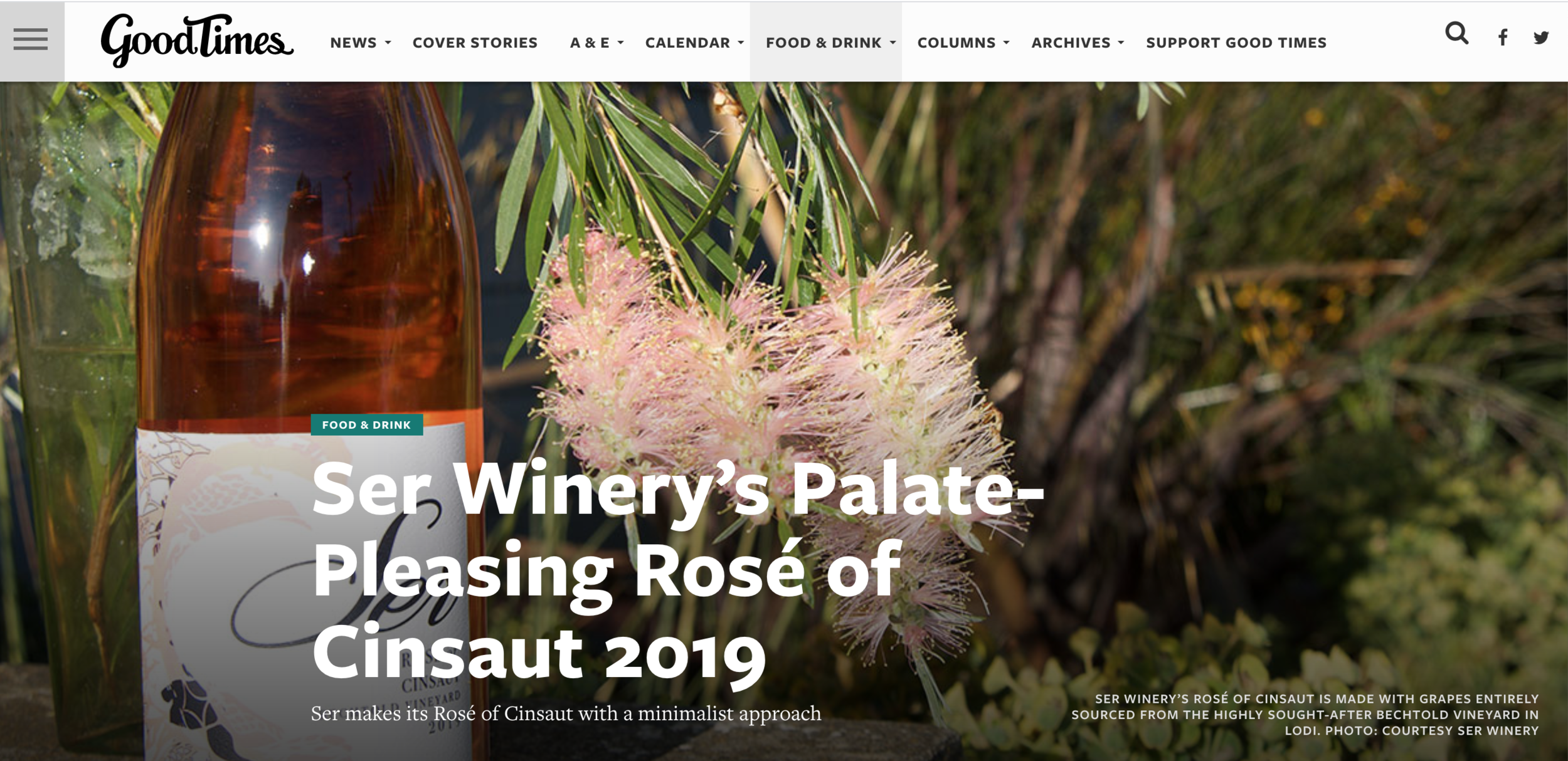 Ser Winery’s Palate-Pleasing Rosé of Cinsaut 2019