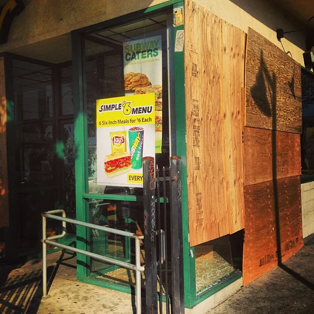 Windows smashed at subway #2milesoftelegraph