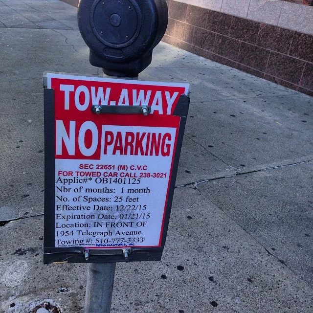 This outside the old Sears bldg, which rumor has it was bought by Google. No parking outside for a month. Interesting. #2milesoftelegraph